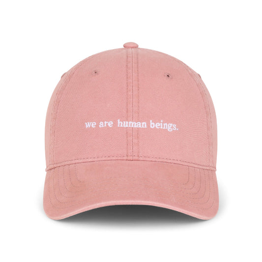 "we are human beings" typewriter hats - pink